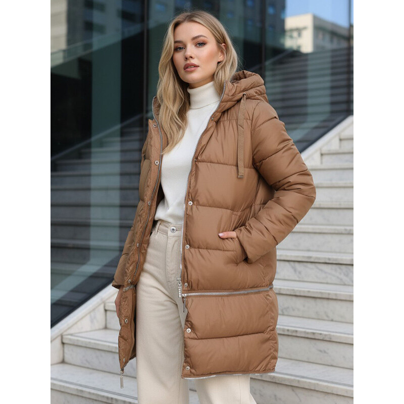 Dámská zimní dlouhá velbloudí bunda Dstreet model 21991791 -