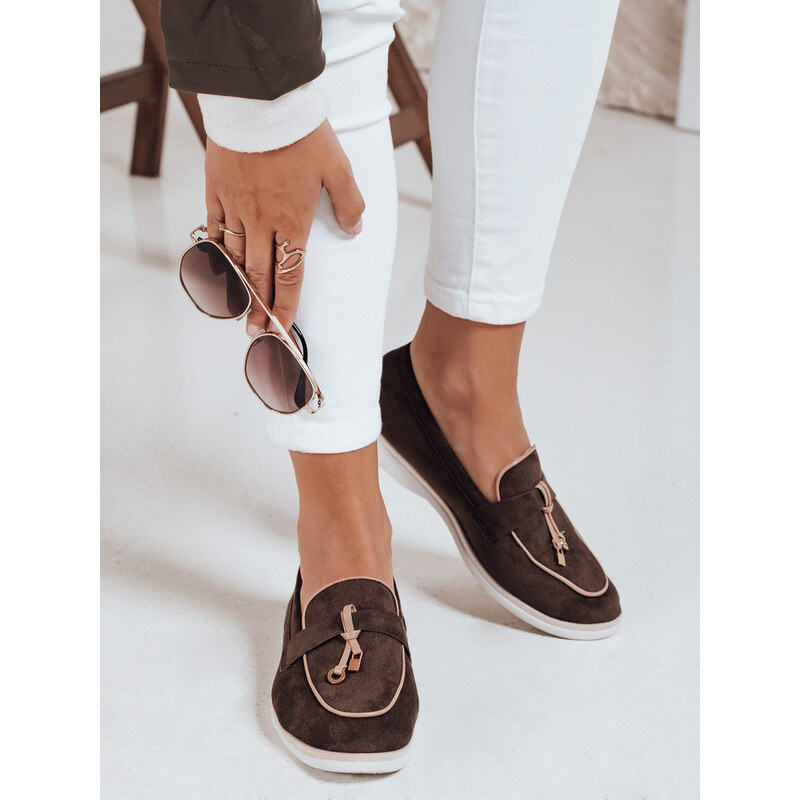 Dámské semišové hnědé mokasíny FashionStreet ZY1051