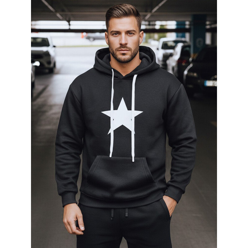 Pánská mikina s kapucí černá FashionStreet BX5924