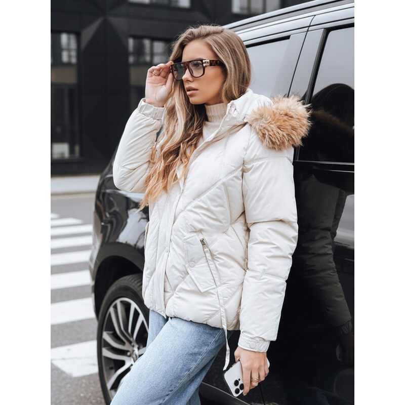 Dámská prošívaná zimní bunda s kapucí bílá FashionStreet TY5236 113428182