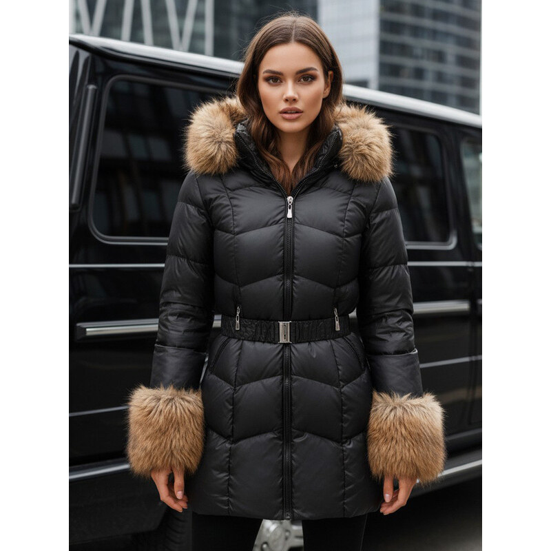 Dámská zimní prošívaná bunda s kapucí černá FashionStreet TY5320 113428230
