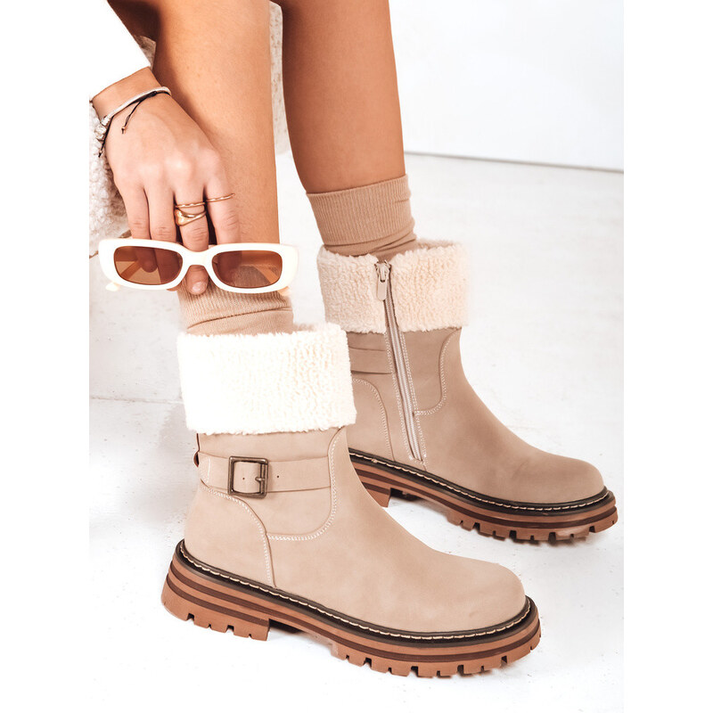 Dámské zateplené boty béžové FashionStreet ZY1228 113428244