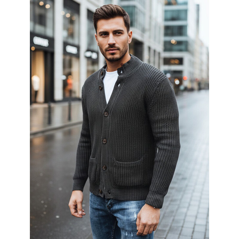 Pánský tmavě šedý svetr FashionStreet WX2345