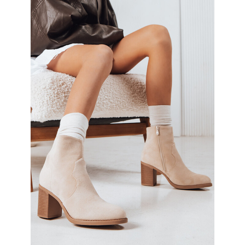 Dámské semišové béžové kozačky FashionStreet ZY1248