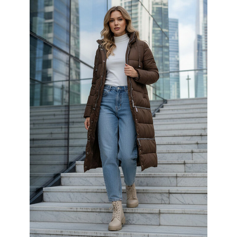 FashionStreet dámská zimní dlouhá hnědá bunda TY5475 113428280