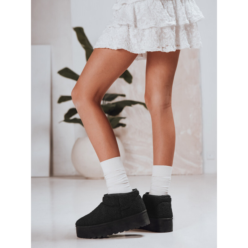 Dámské látkové sněhule s kožešinou černé FashionStreet ZY1296