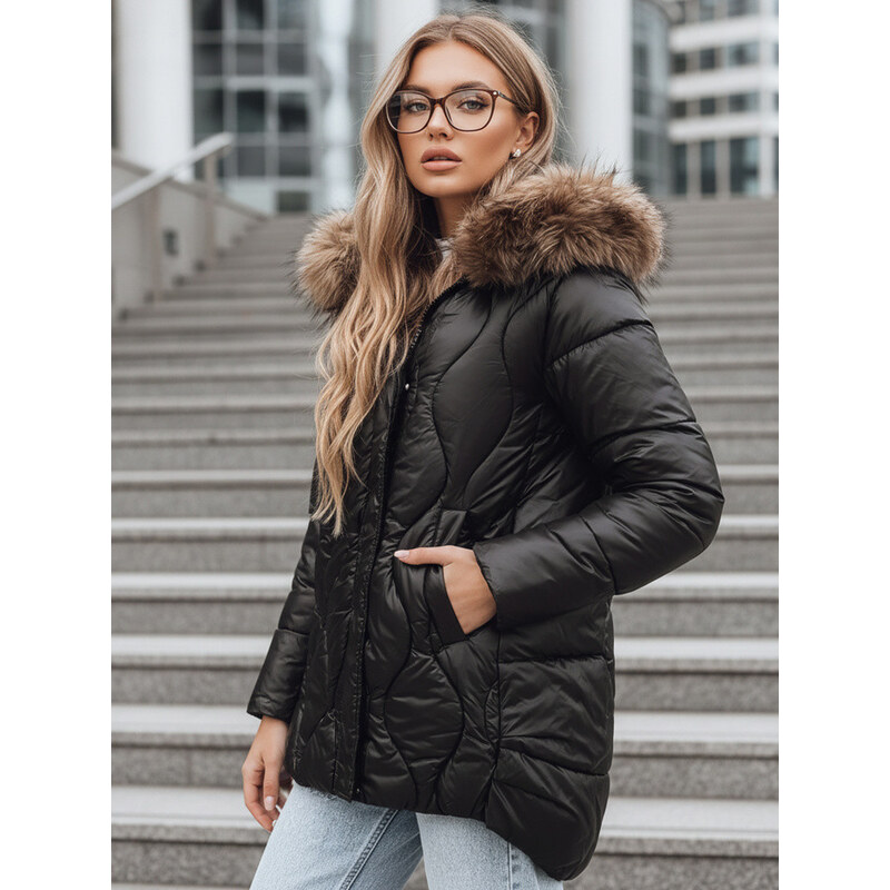 Dámská zimní bunda s kožešinou černá FashionStreet TY5501 113428349