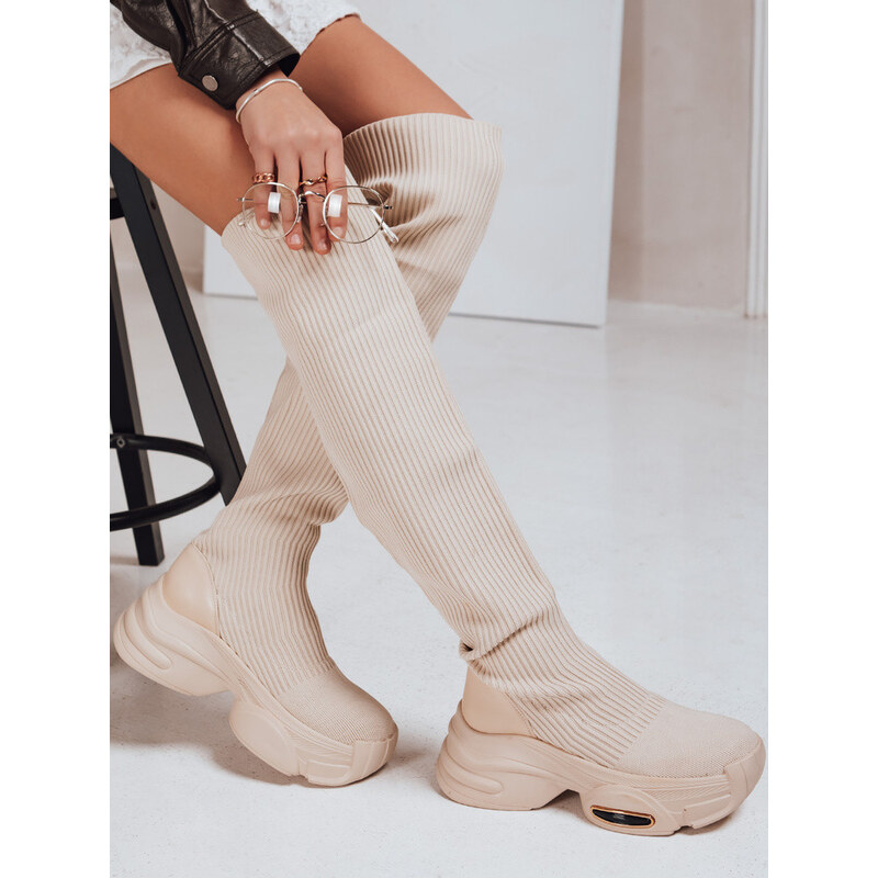 FashionStreet béžové dámské ponožkové boty ZY1322