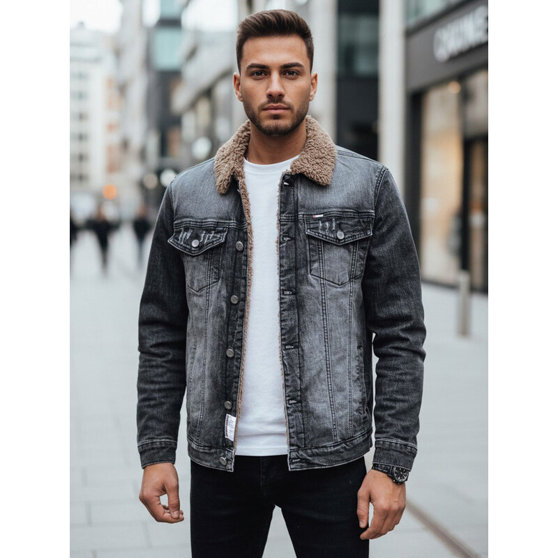 Pánská zateplená džínová bunda černá FashionStreet TX4725z