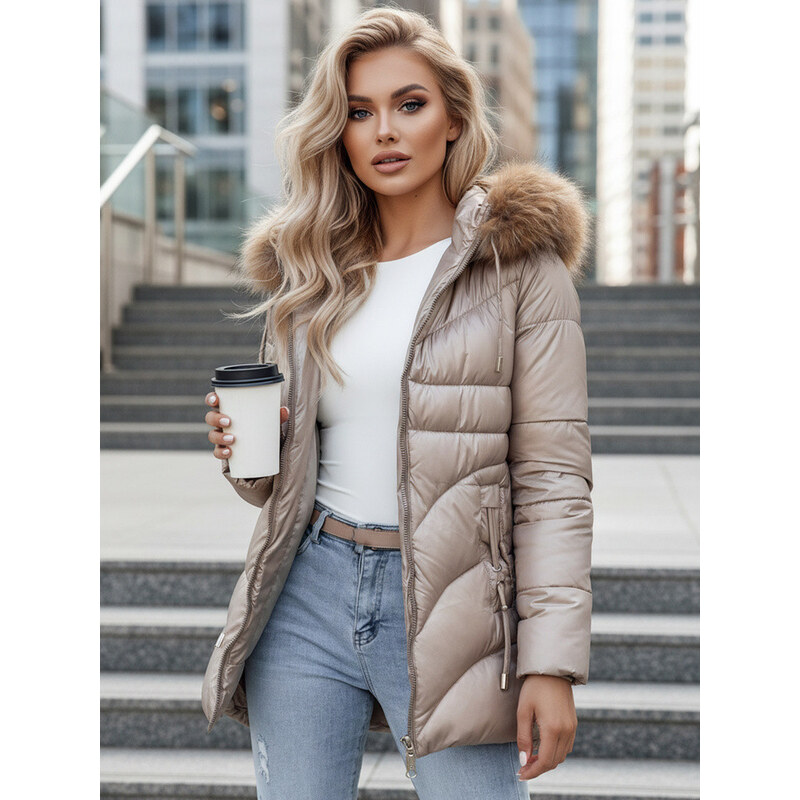 Dámská zimní bunda WINTERCHIC s kapucí v barvě camel FashionStreet 113428426