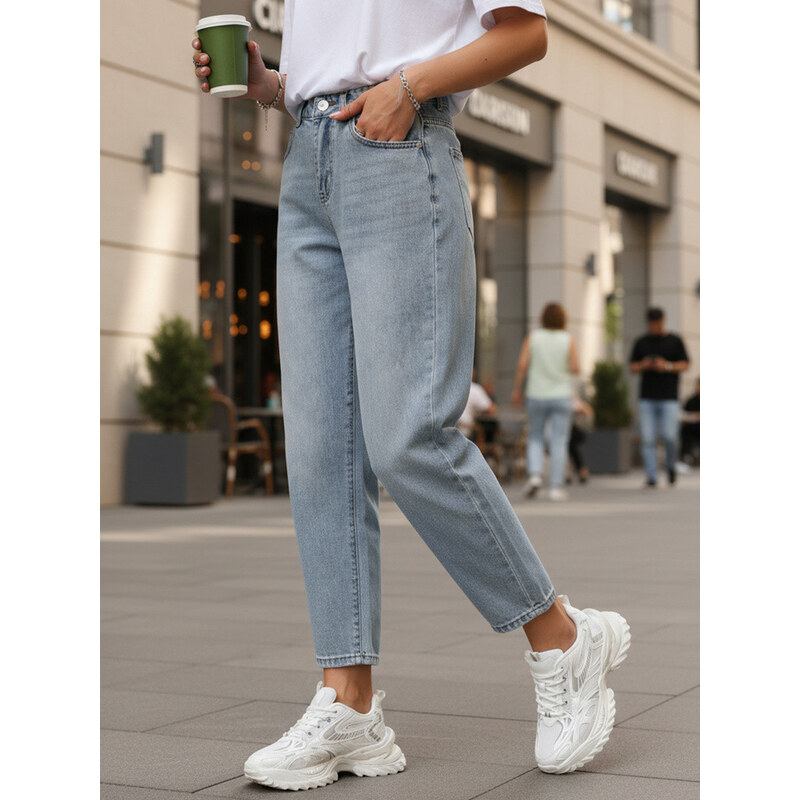 Dámské baggy džíny s vysokým pasem modré FashionStreet UY2856