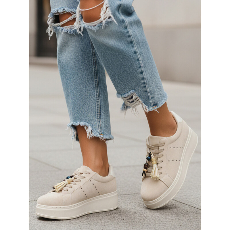 Dámské béžové tenisky Dstreet model 21996387 - FashionStreet