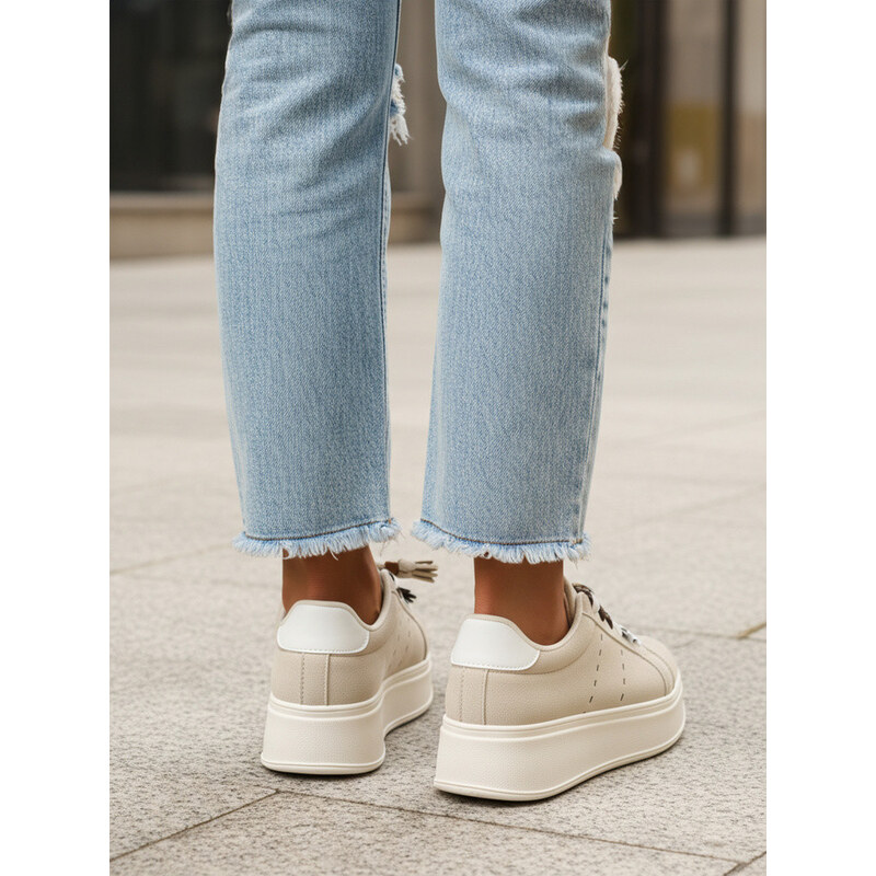 Dámské tenisky na platformě light beige Dstreet model 21996422 -