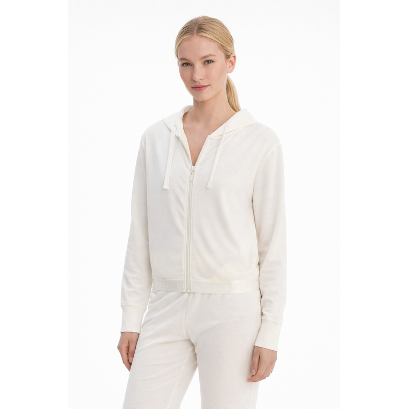 Guess junie full zip sweatshirt DOVE WHITE