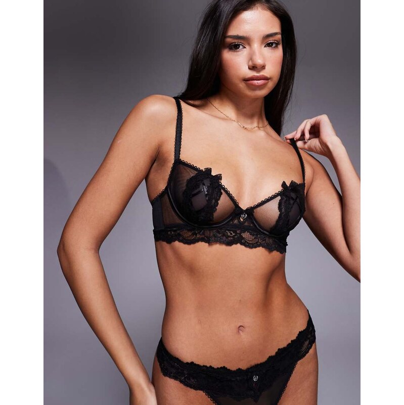 Boux Avenue Julyana criss cross balconette bra in black 113421244