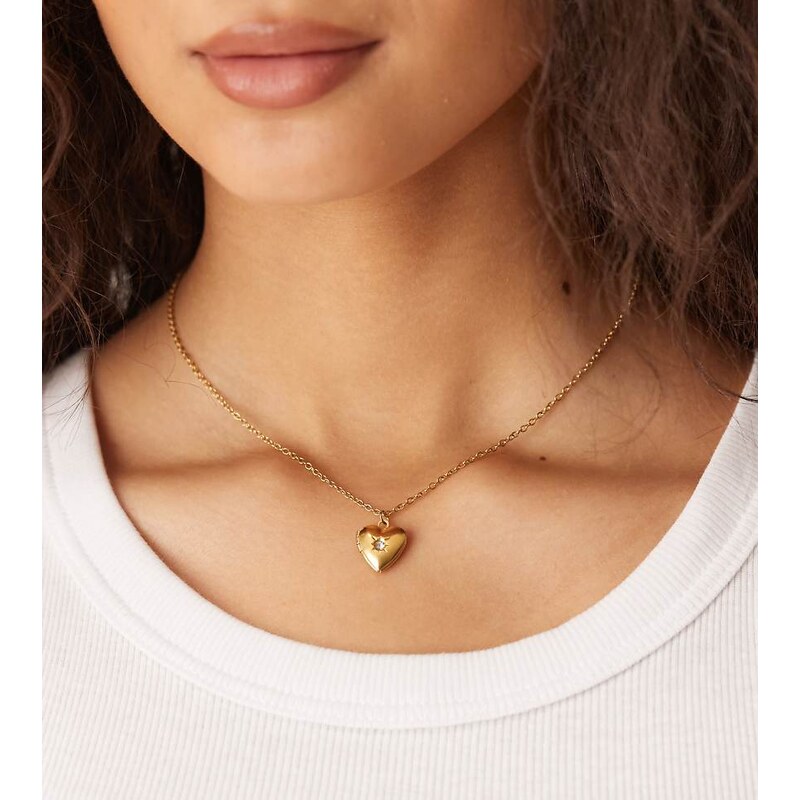 Lost Souls Heart locket pendant necklace with crystal detail in 18K 113421250