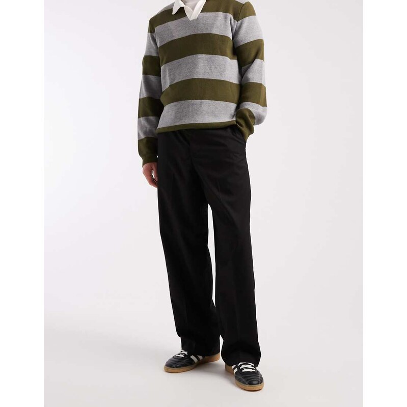 Jack & Jones Toby wide leg tailored trouser in black