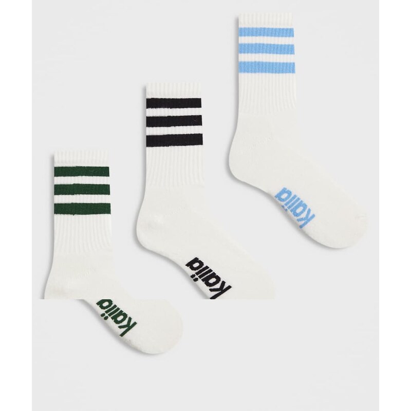 Kaiia contrast stripe logo 3 pack socks in multi 113421261