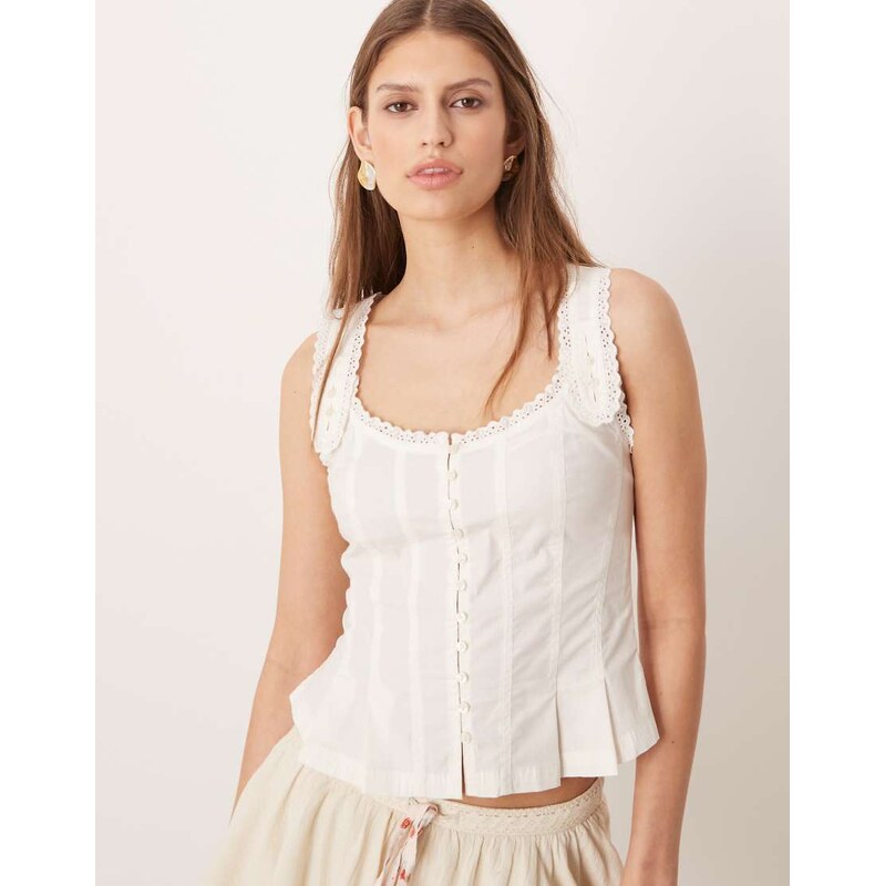 Free People bridgette corset top in clean ivory-White