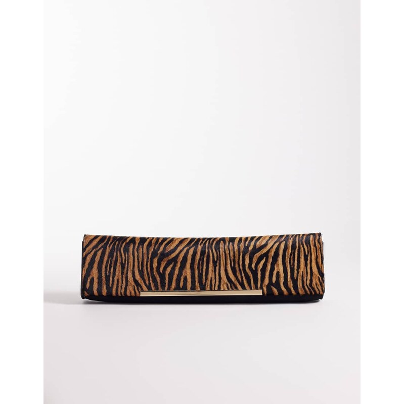 ASOS DESIGN suede & hair on real leather with tiger print elongated 113691385