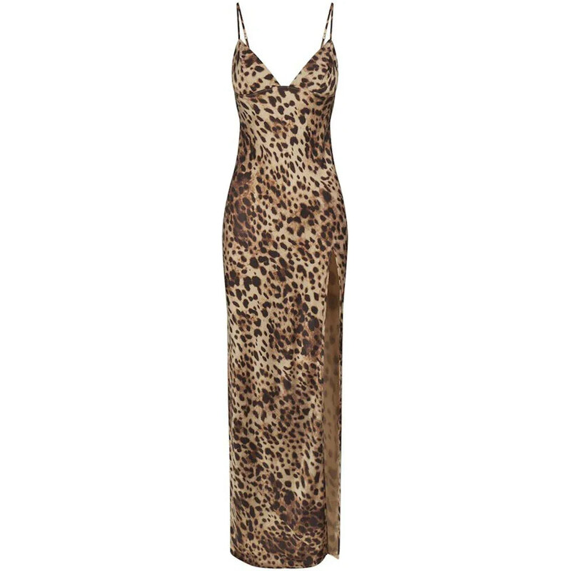 SKIMS x Dolce&Gabbana Silk Long Slip Dress Leopard 112497168