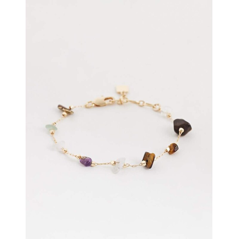 ASOS DESIGN dainty chain bracelet with multi-coloured chipping