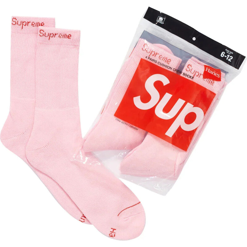 Supreme Hanes Crew Socks (4 Pack) Pink 112498123
