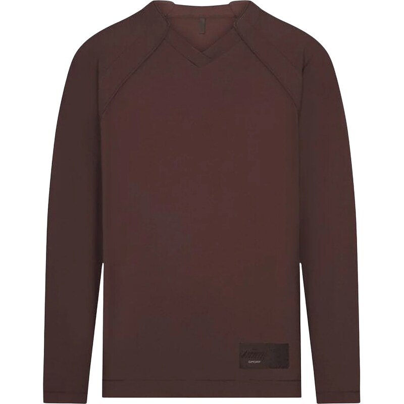 Nike x SKIMS Womens Airy V-Neck Oversized Long Sleeve Top Dark Sepia 112498726
