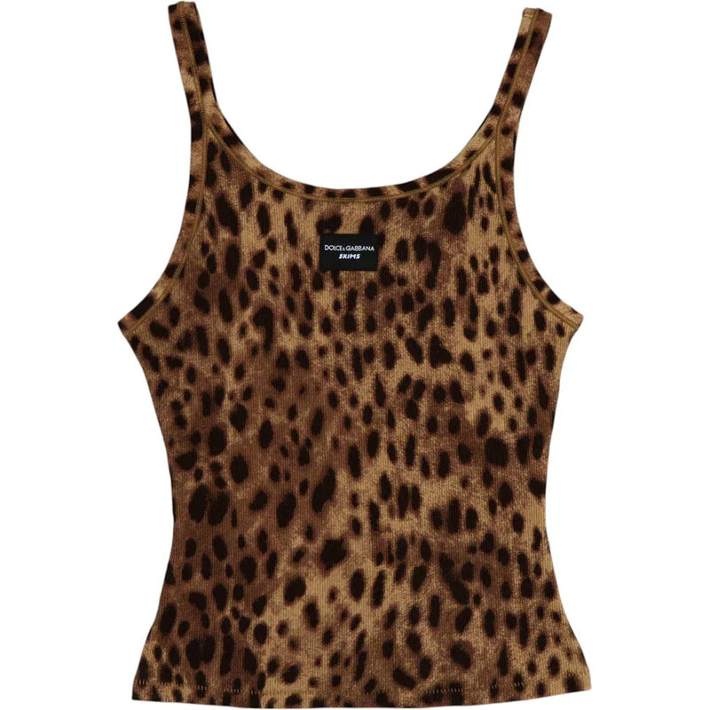 SKIMS x Dolce&Gabbana Cotton Rib Scoop Tank Leopard 112499035