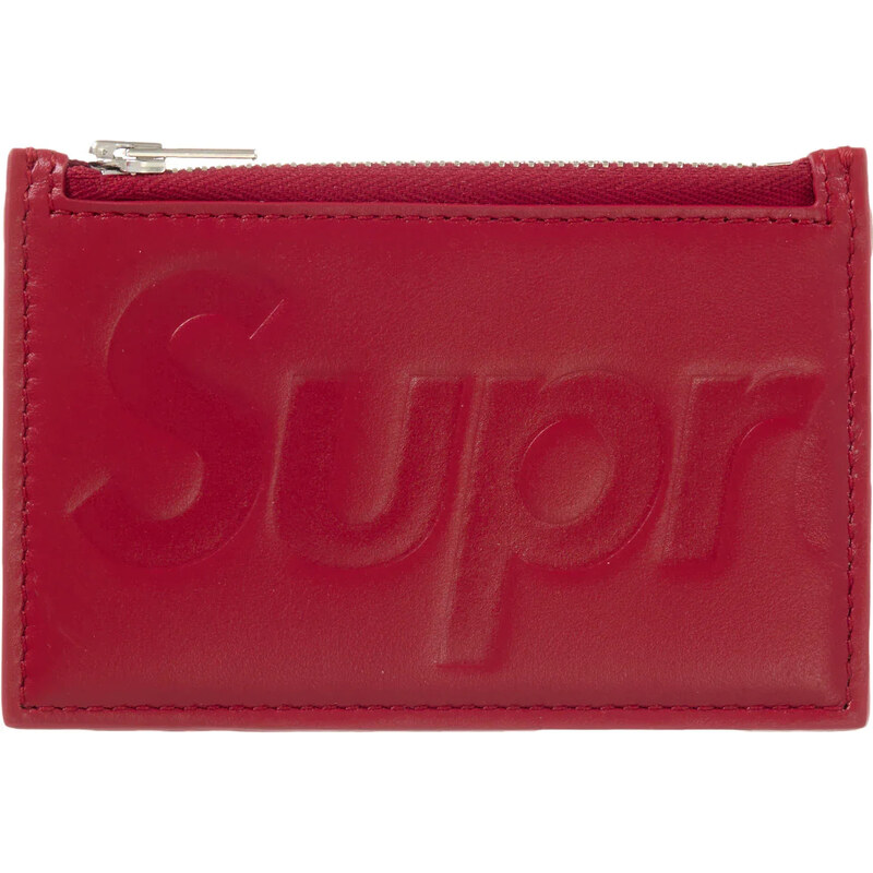 Supreme Leather Zip Card Holder Red 112499941