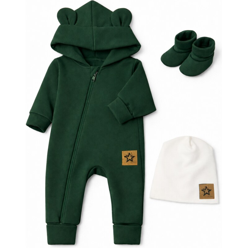 Baby Nellys Rostoucí oteplený overál s čepičkou a botičkami, 3D - tm. 113651470