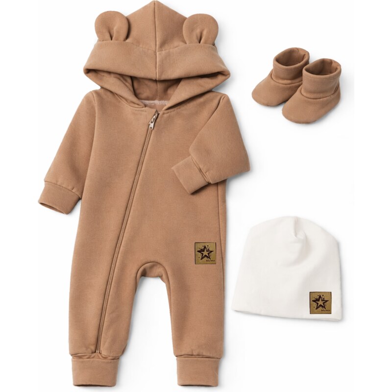 Baby Nellys Rostoucí oteplený overál s čepičkou a botičkami, 3D - 113651467