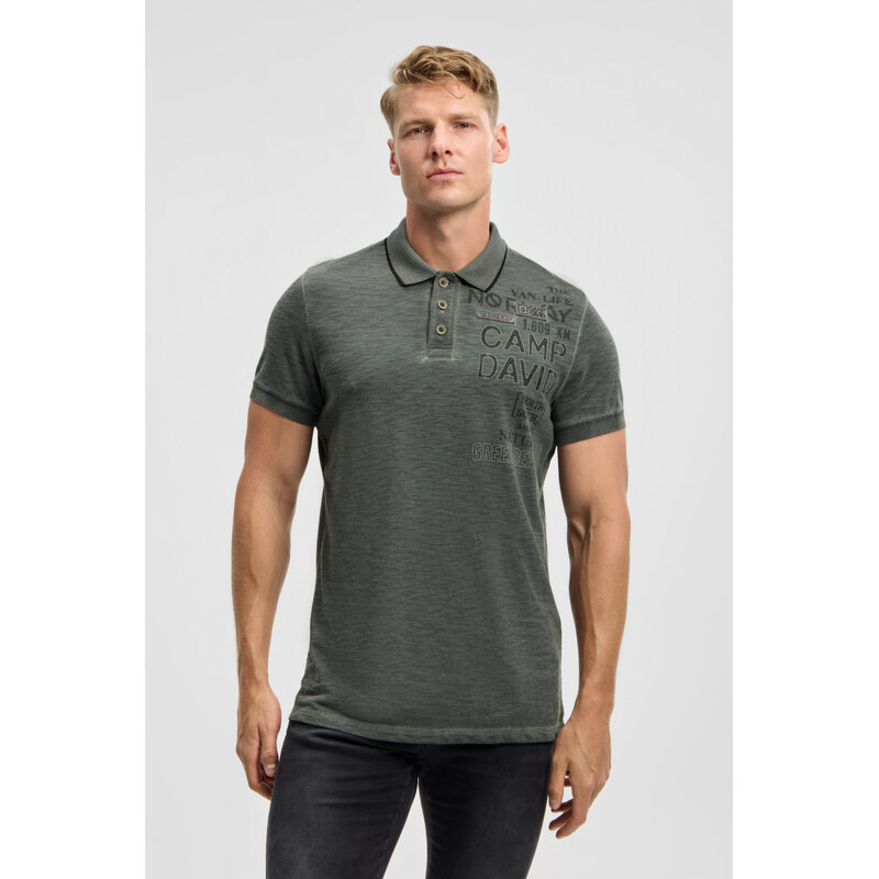 CAMP DAVID Polo tričko s vintage potisky