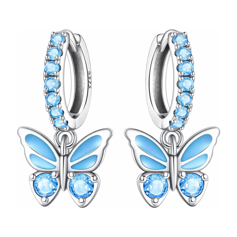 GRACE Silver Jewellery Stříbrné náušnice s modrým motýlkem - stříbro 113434646