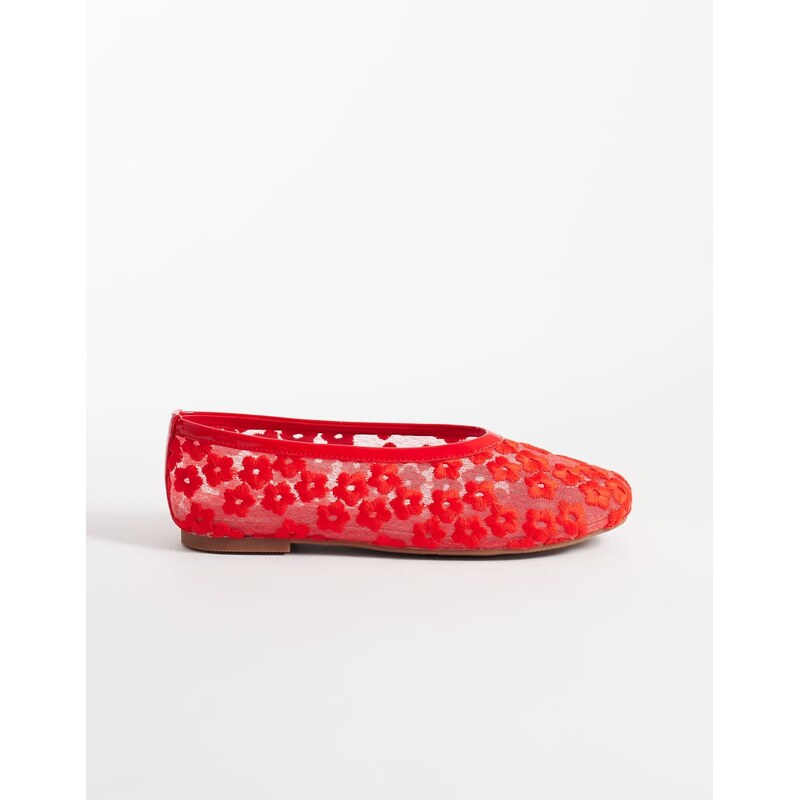 RAID Enida ballet flats with embroidered flowers in red 115528988