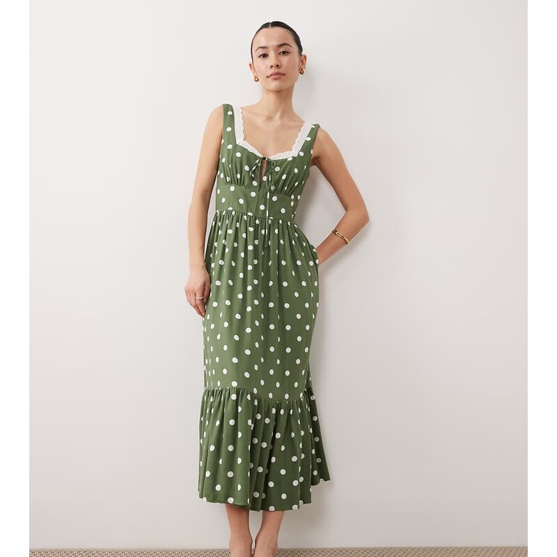 Nobodys Child Petite Heather sweetheart midi prom dress in green