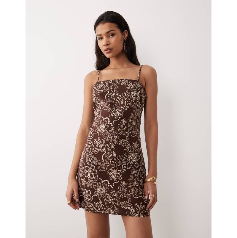 Nobodys Child Palma mini cami dress in brown print