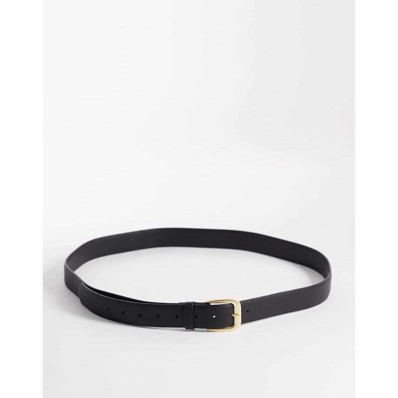 ASOS DESIGN CURVE waist and hip belt in black with antique gold buckle 113441691