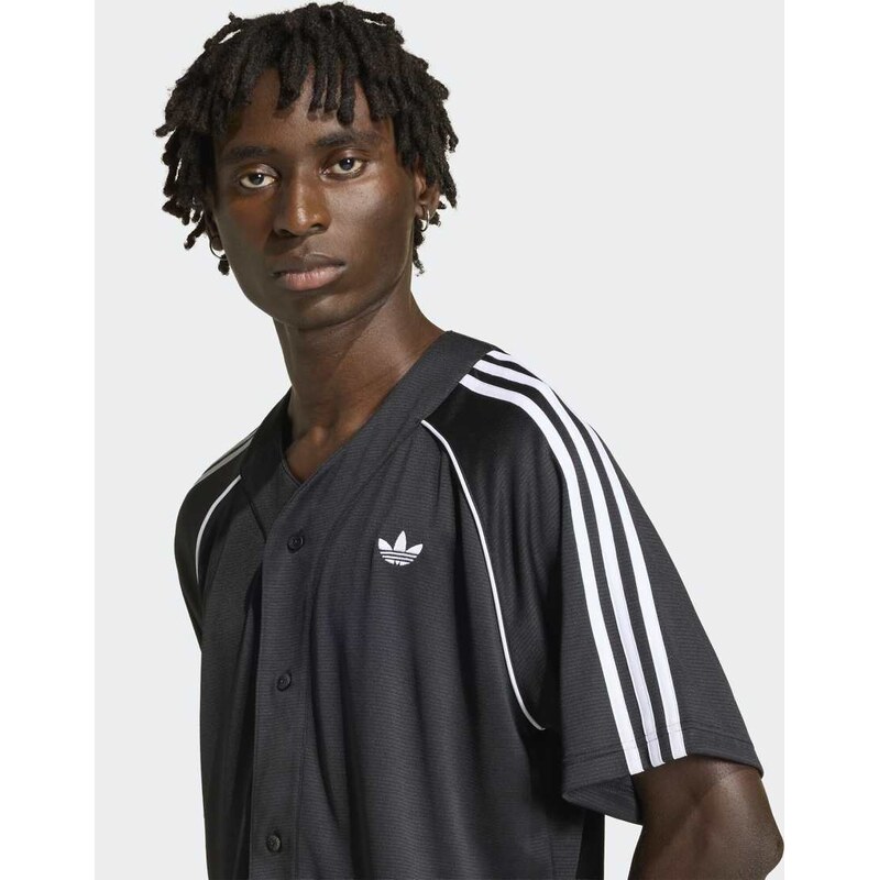 adidas Originals Adicolor baseball jersey in black / white 115500459