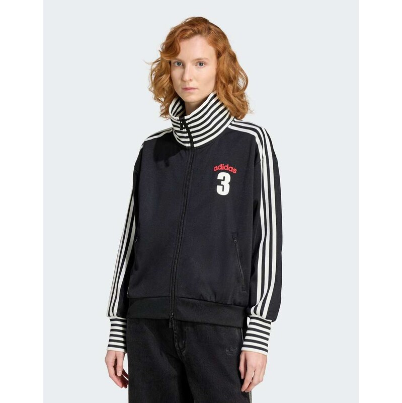 adidas Originals Vintage bb tracktop striped rib in black -