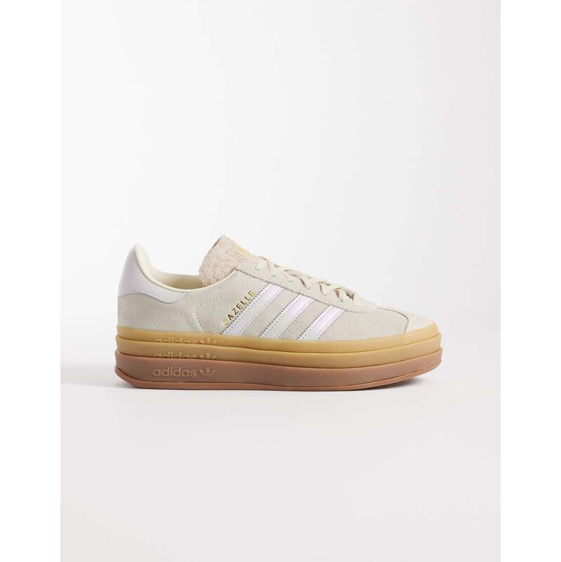 adidas Originals Gazelle Bold trainers in off white and metallic