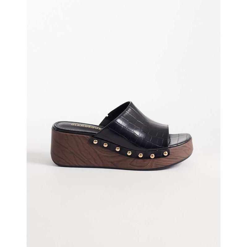 Glamorous wedge sandals in black