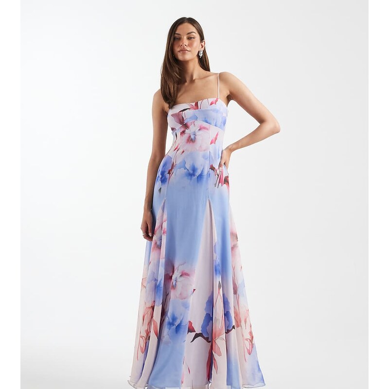 ASOS Tall ASOS DESIGN Tall chiffon strappy maxi dress with deep godets 115531903