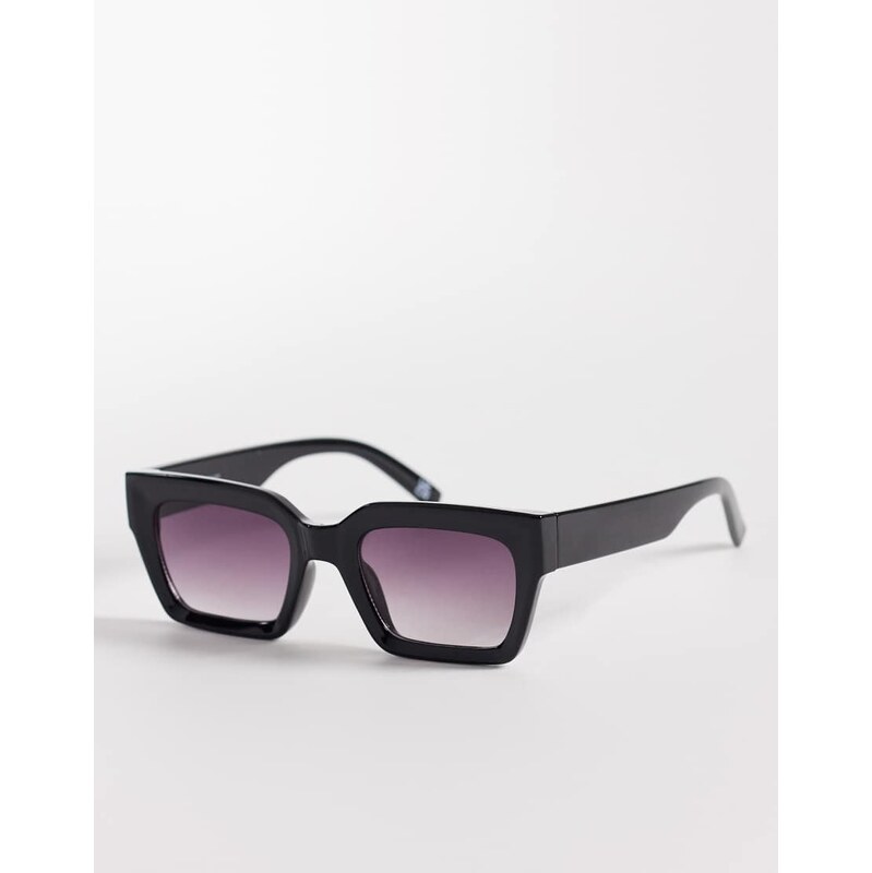 ASOS DESIGN bevel square sunglasses in black