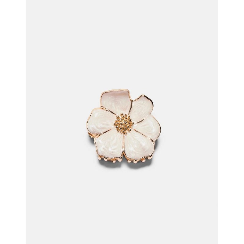 Stradivarius Metal flower hair clip in ecru-White 113435217