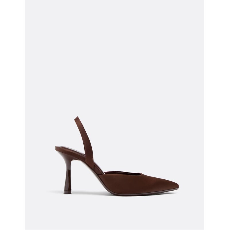 Stradivarius Satin effect stiletto heel shoes in brown