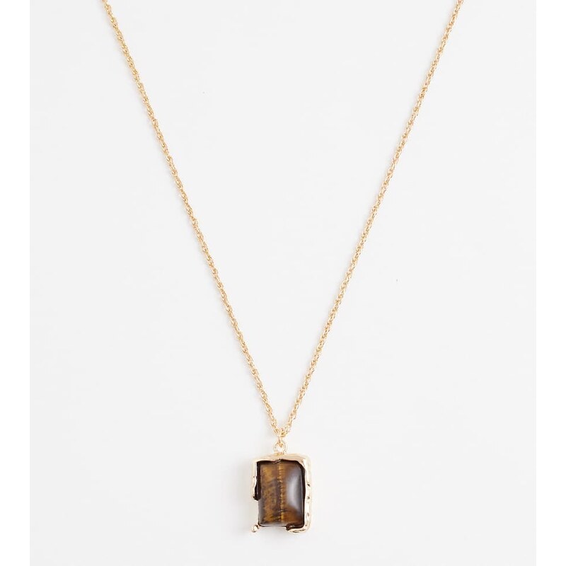 ASOS Curve ASOS DESIGN Curve necklace with real semi-precious tigers 113435179