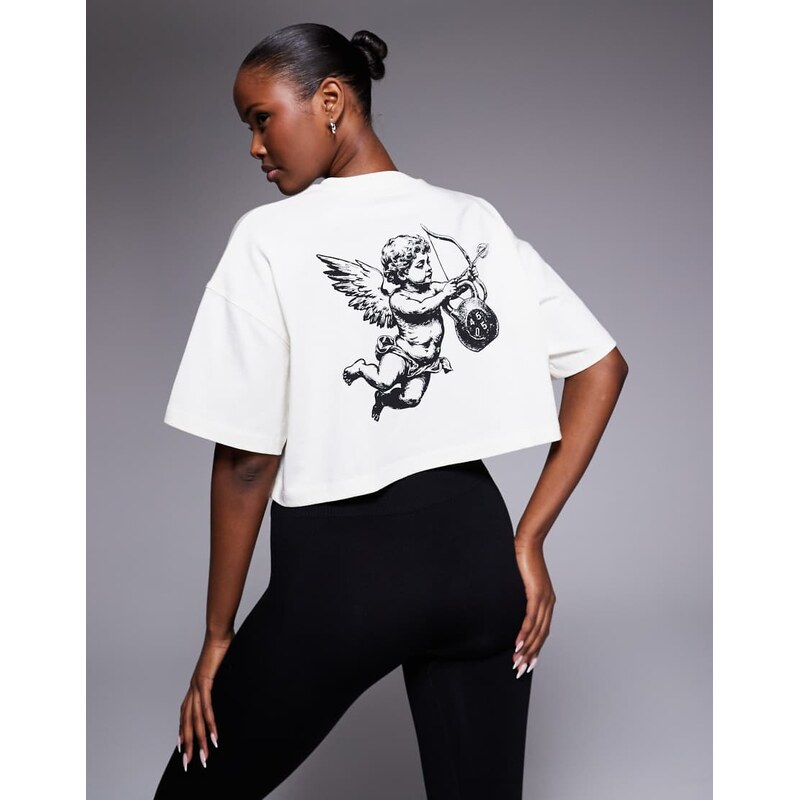 4505 Icon cropped heavyweight cotton t-shirt with back print in 113435209