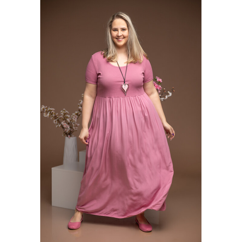 Italy fashion Dlouhé šaty ROSA Barva: Starorůžová, Velikost: UNI