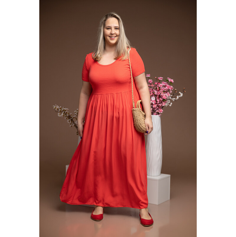 Italy fashion Dlouhé šaty ROSA Barva: korálová, Velikost: UNI: M